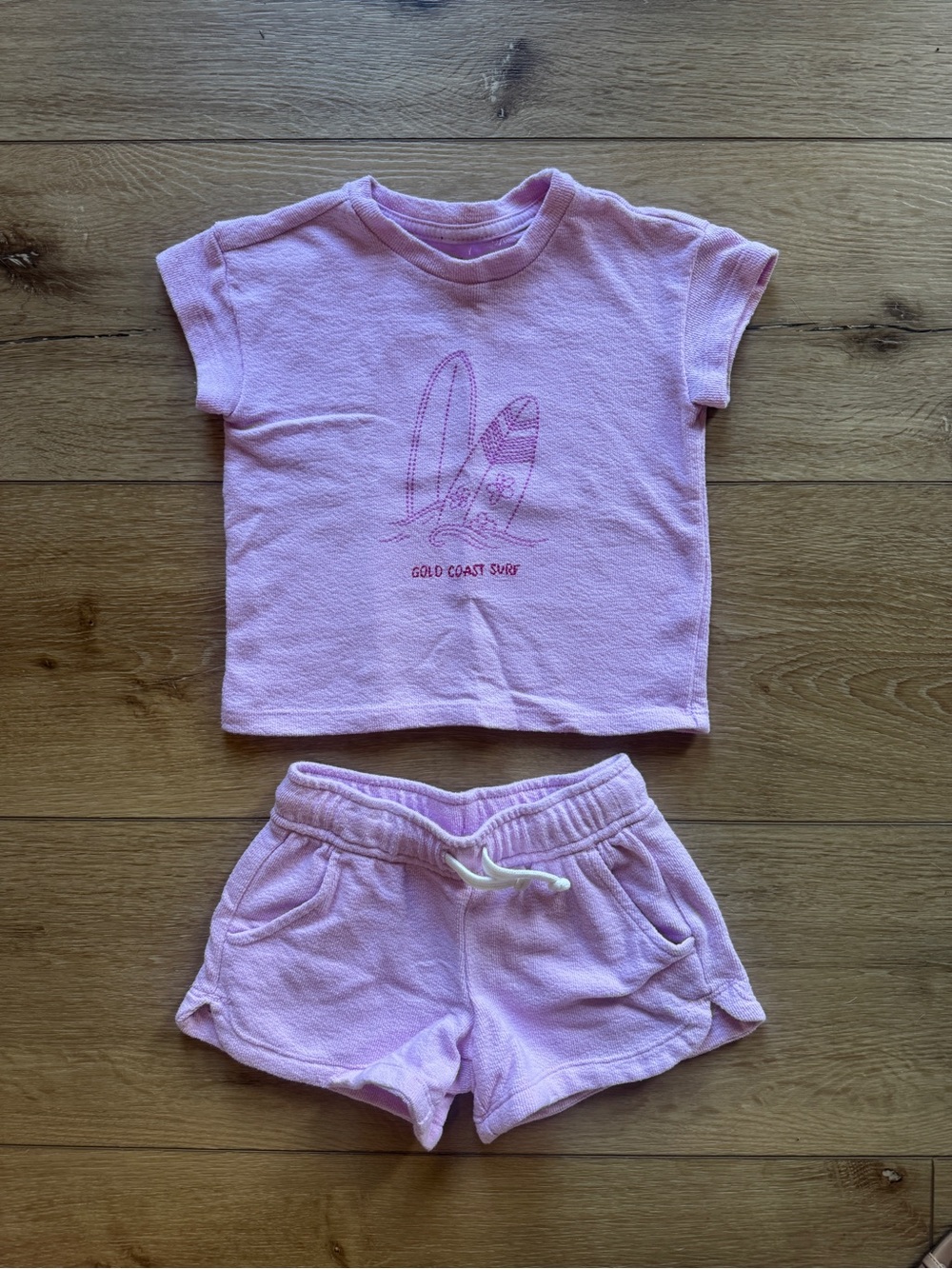 Cat & Jack Light Pink/Purple Surf Graphic Short Sleeve Terry Set